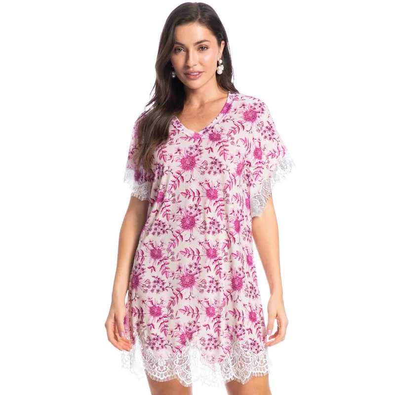 Camisão Curto Com Renda Dora Rosa/P