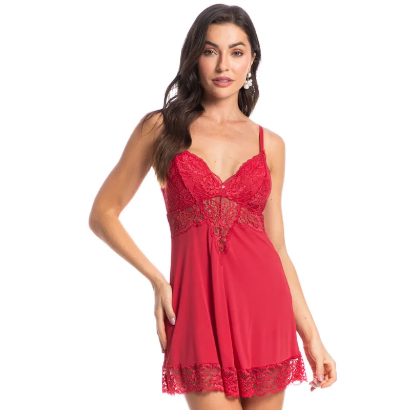 Camisola Curta Com Renda Manu Colors Vermelho/G