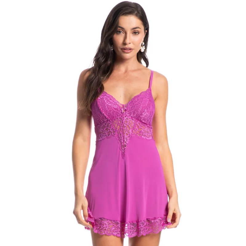 Camisola Curta Com Renda Manu Colors Rosa/M