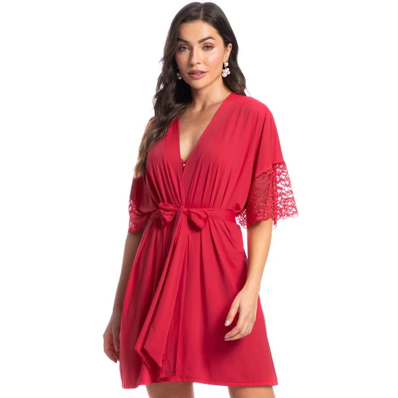 Robe Feminino Curto Com Renda Manu Colors Vermelho/02