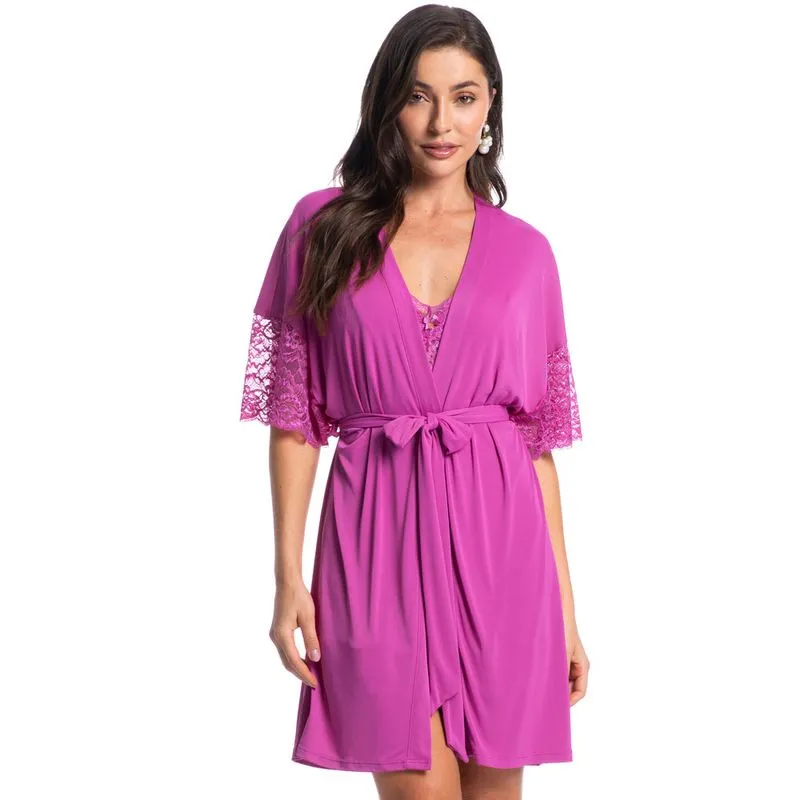 Robe Feminino Curto Com Renda Manu Colors Rosa/01