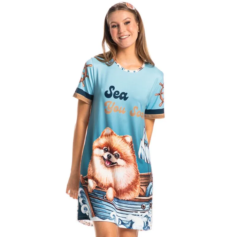 Camisão Curto Nautical Azul Marinho/P