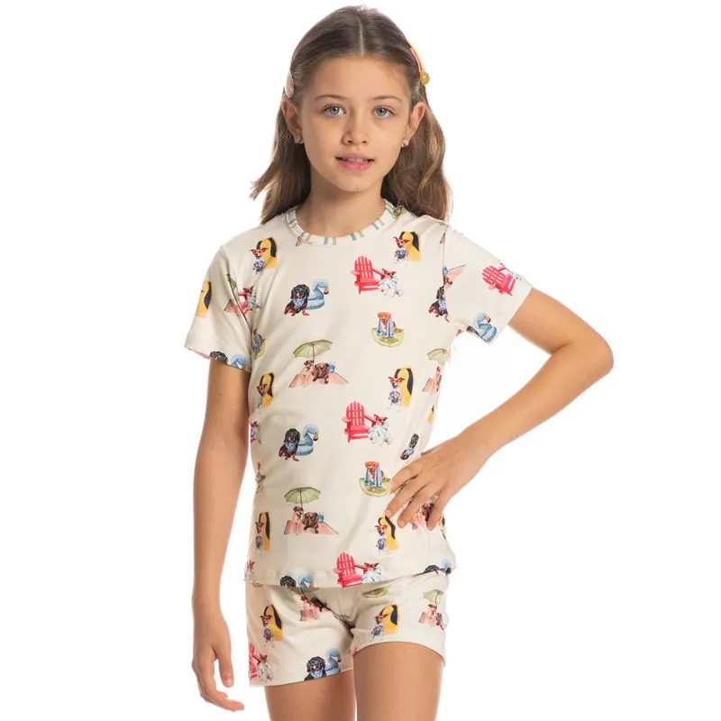 Pijama Unissex Infantil Curto Vira Latas Verde/12