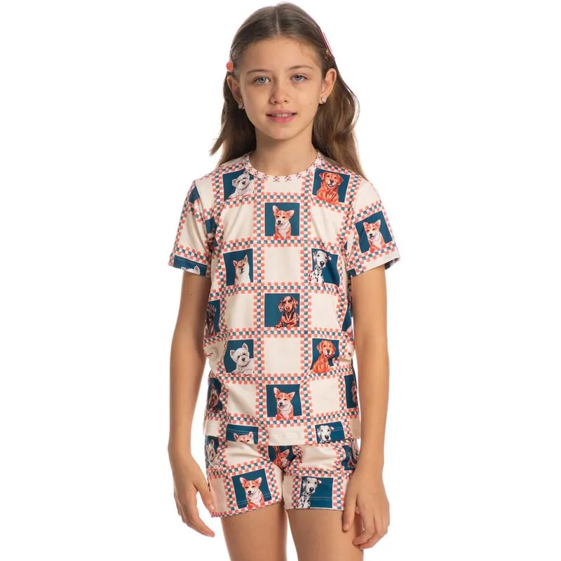 Pijama Unissex Infantil Curto Fun Azul Marinho/01