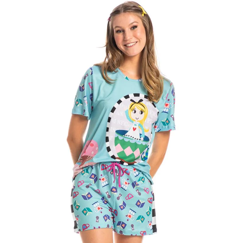 Pijama Feminino Curto Marlowa Azul-2/P