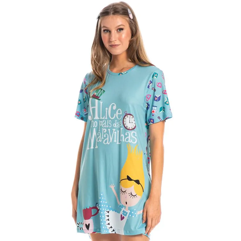 Camisão Curto Leti Marlowa Azul-2/G