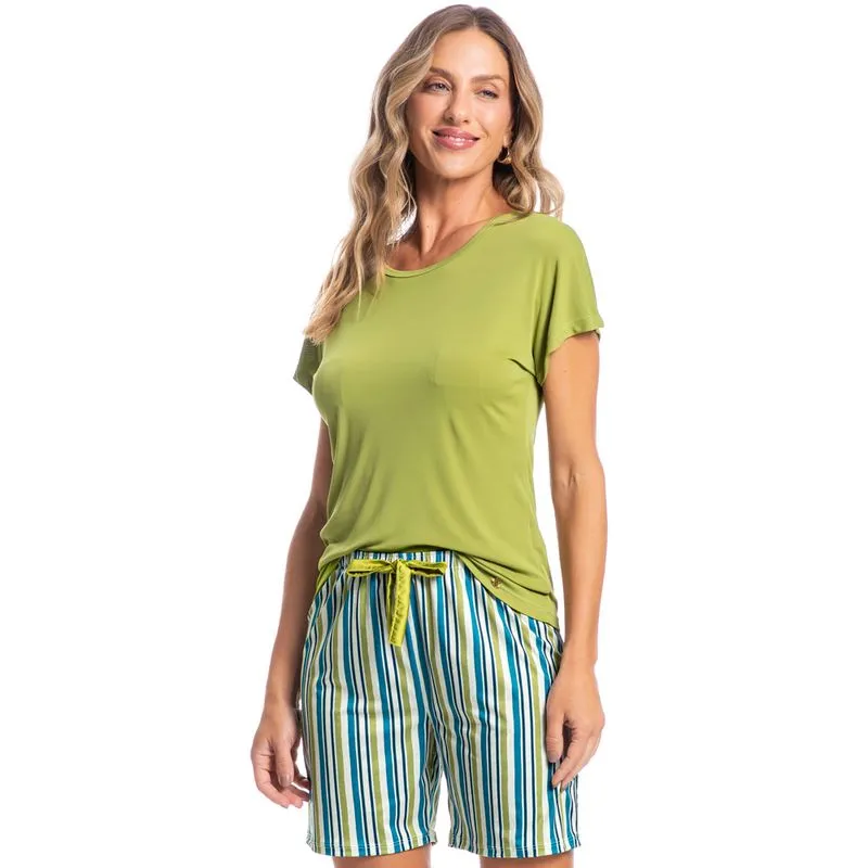 Pijama Feminino Shortão Antonella Verde/GG
