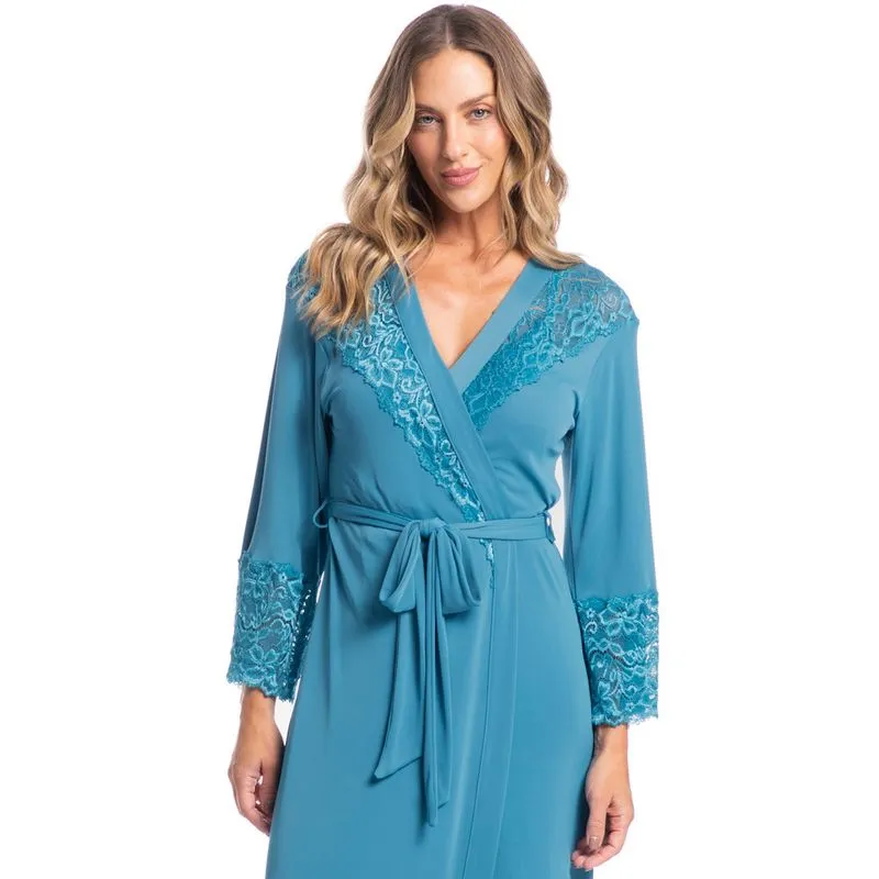 Robe Feminino Midi Com Renda Karina Azul-2/TU