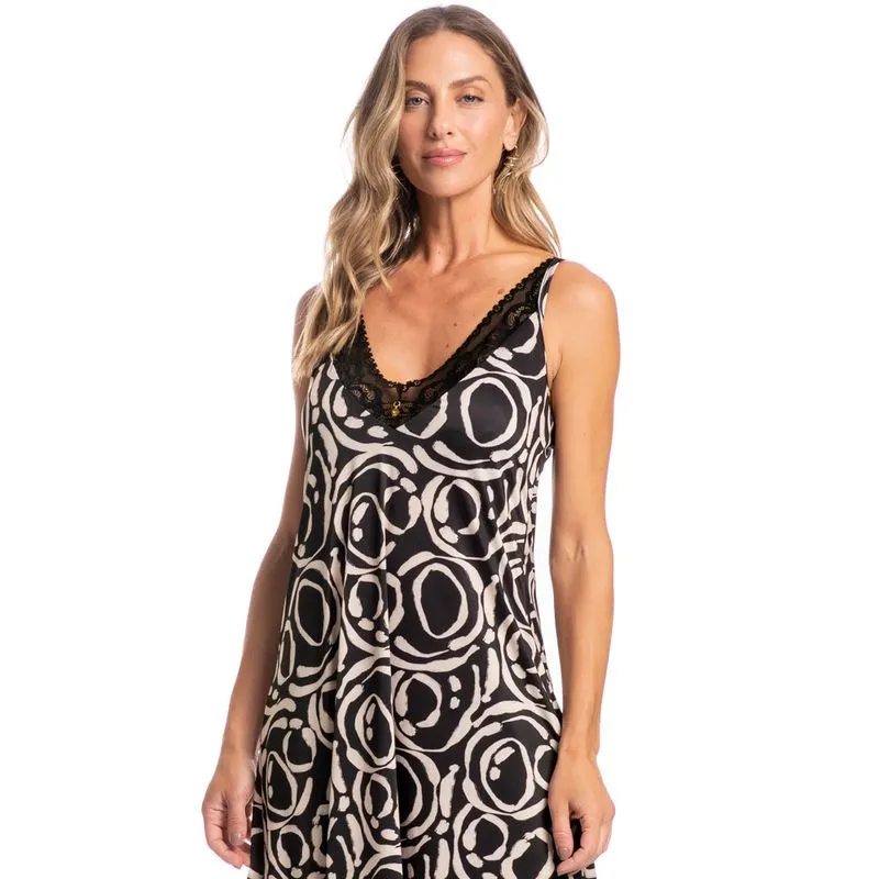 Camisola Midi Com Renda Mari Heloisa Preto/GG