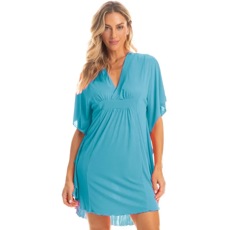 Kaftan Feminino Curto Biba Azul/P