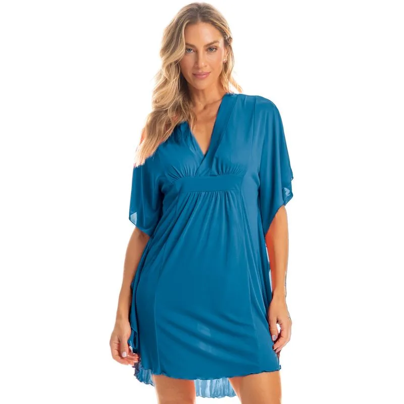 Kaftan Feminino Curto Biba Azul-2/G