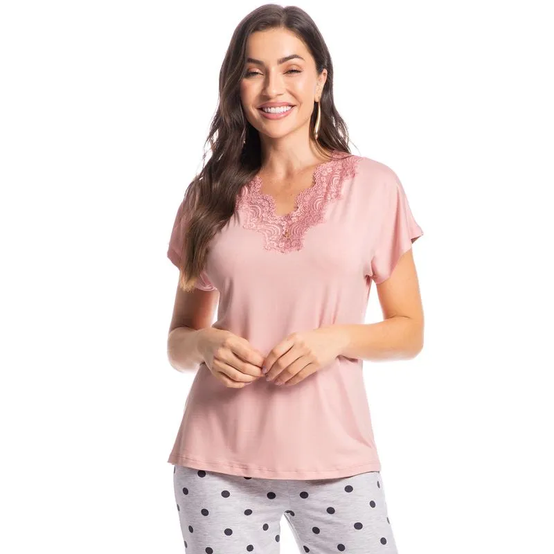Pijama Feminino Pescador Bela Cinza/GG