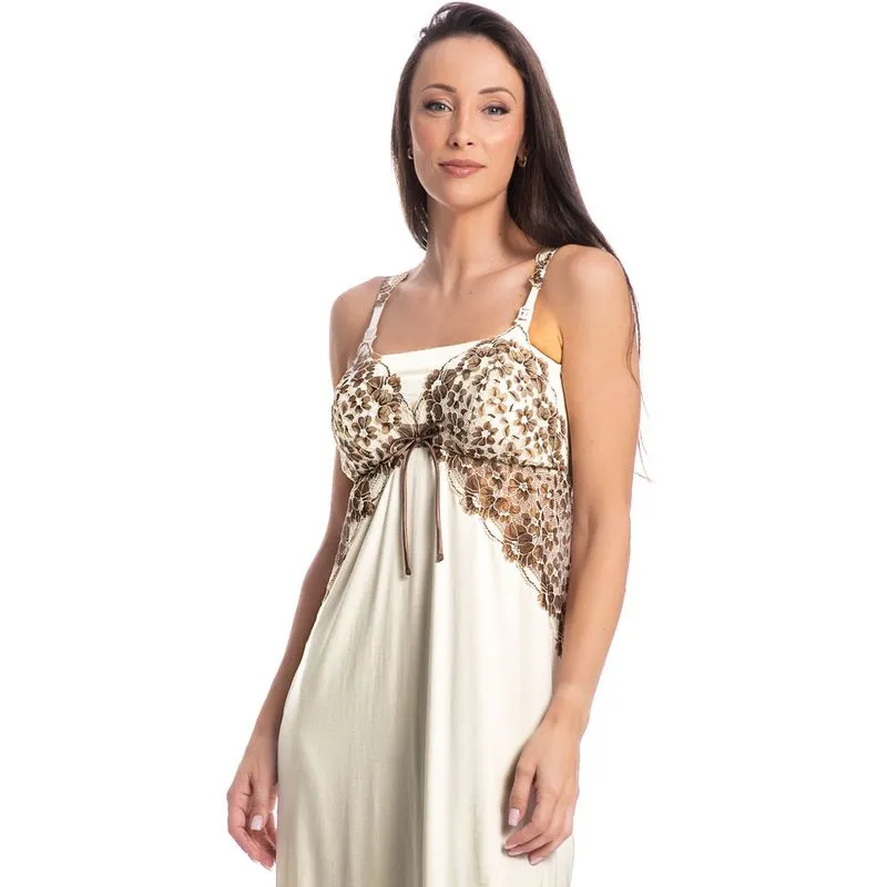 Camisola Amamentação Longa Bruna Bege/G