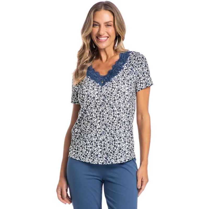 Pijama Feminino Pescador Aurora Azul-2/XG