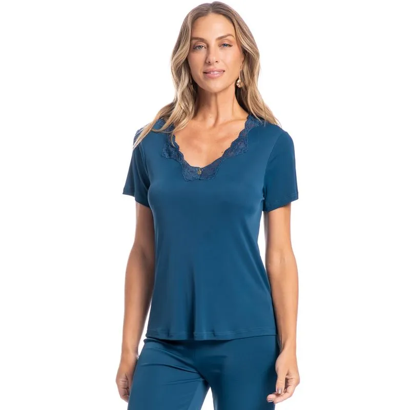 Pijama Feminino Pescador Eva Azul Marinho/M