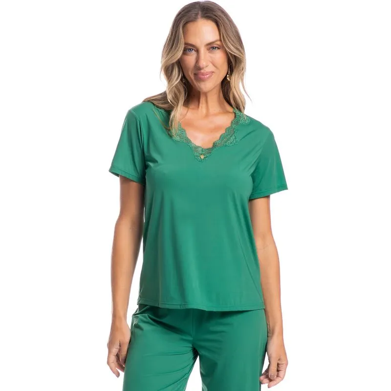 Pijama Feminino Pescador Eva Verde/P