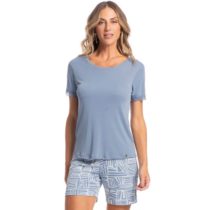 Pijama Feminino Shortão Catarina Azul/G