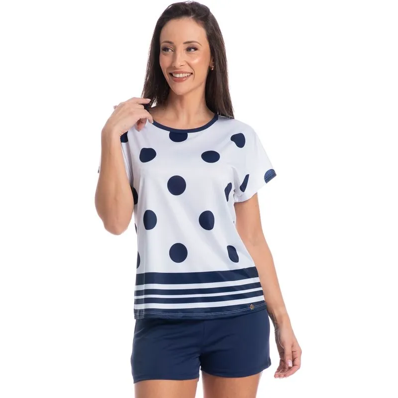 Pijama Feminino Curto Rosane Azul Marinho/G