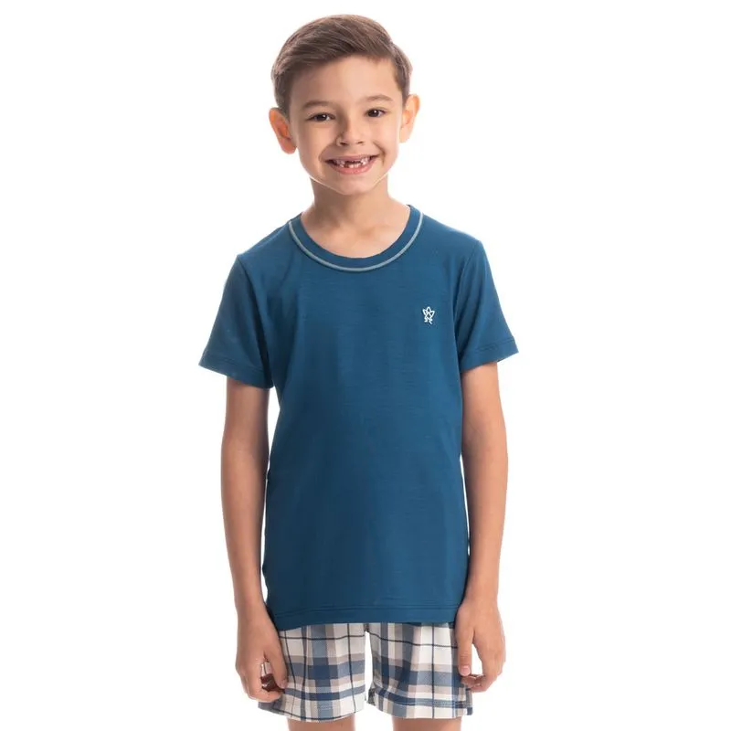 Pijama Infantil Curto Unissex Winter Azul-2/06