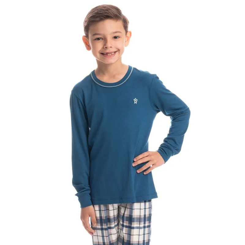 Pijama Infantil Unissex Longo Winter Azul-2/04