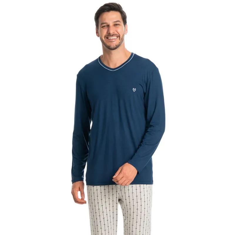Pijama Masculino Longo Joaquim Tombini Azul Marinho/GG