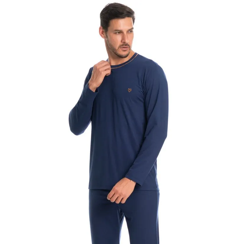 Pijama Masculino Longo Pietro Tombini Azul Marinho/P
