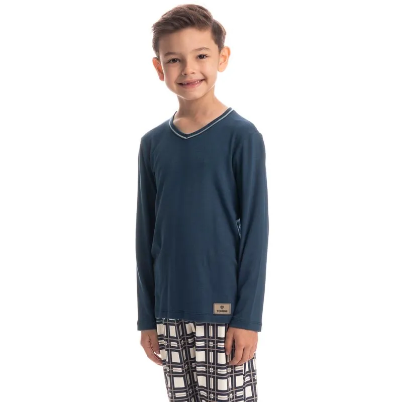 Pijama Longo Infantil Massimo Tombini Azul Marinho/16
