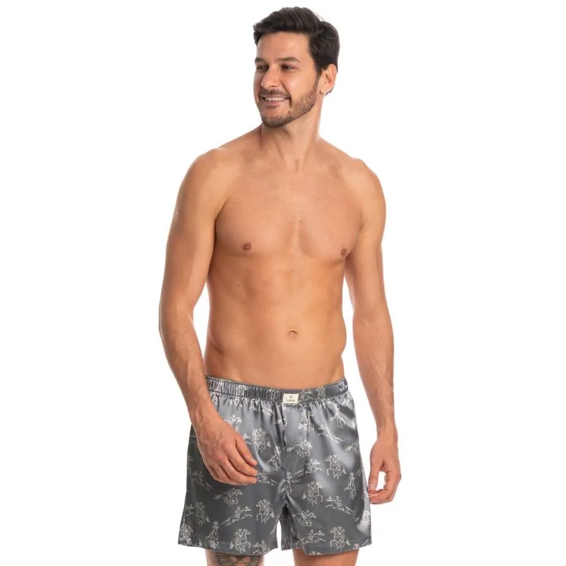 Boxer Masculina Estampada Enzo Tombini Cinza/P