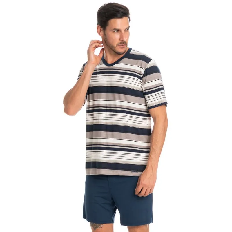 Pijama Masculino Curto José Tombini Azul Marinho/GG
