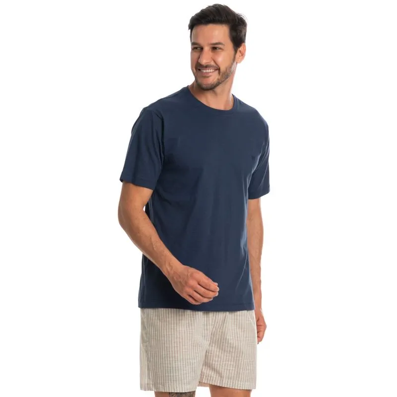 Pijama Masculino Curto Stripes Bege/M