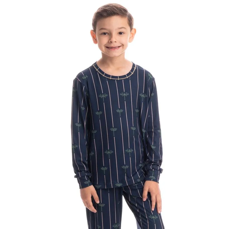 Pijama Unissex Infantil Longo Com Punho Origens Tombini Azul Marinho/08