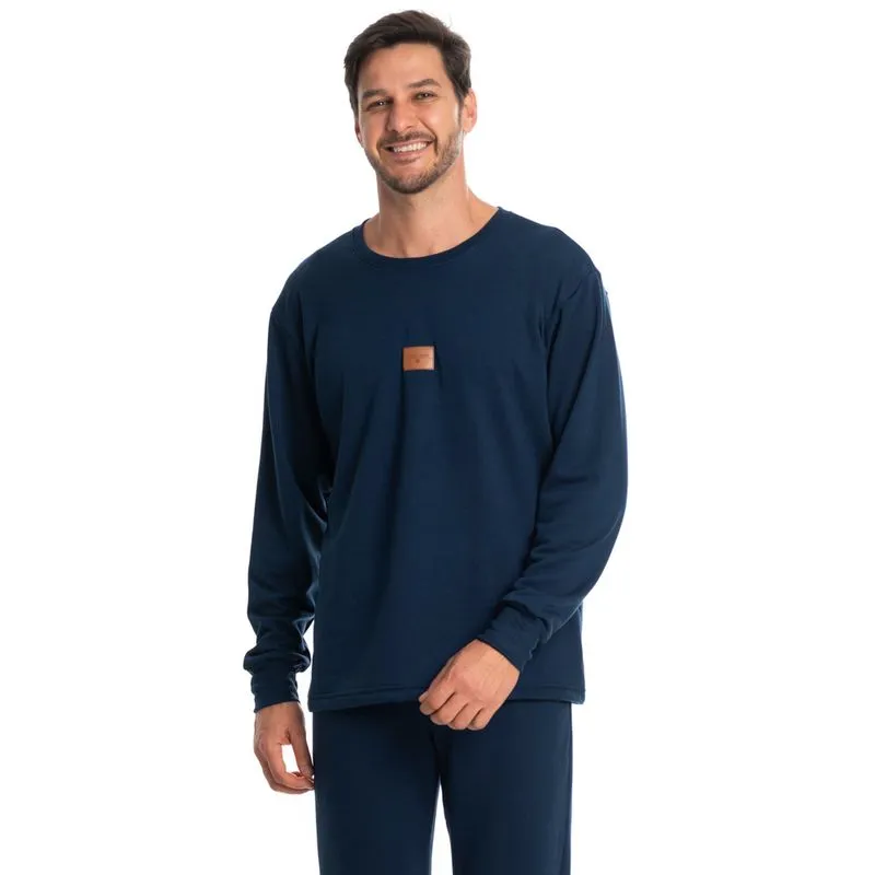Conjunto Masculino Longo Em Moletinho Vicenzo Azul Marinho/M