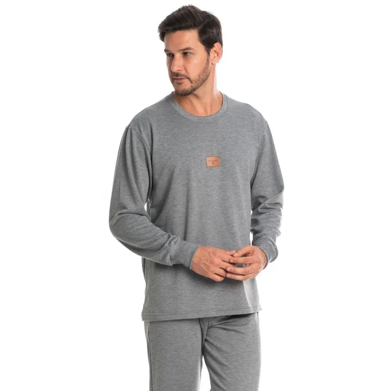 Conjunto Masculino Longo Em Moletinho Vicenzo Cinza/GG