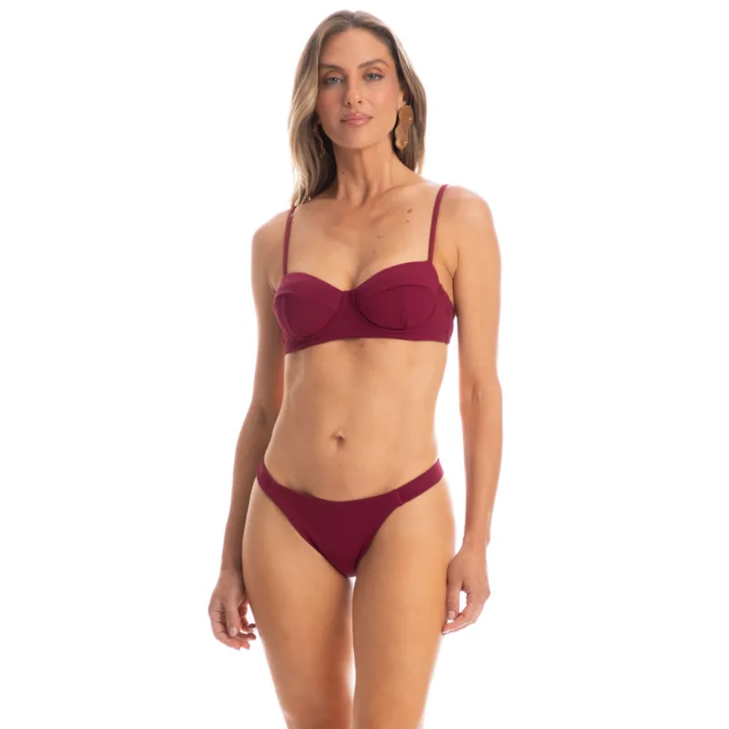 Biquíni Aro Corset Tira Média Burgundy Vinho/G