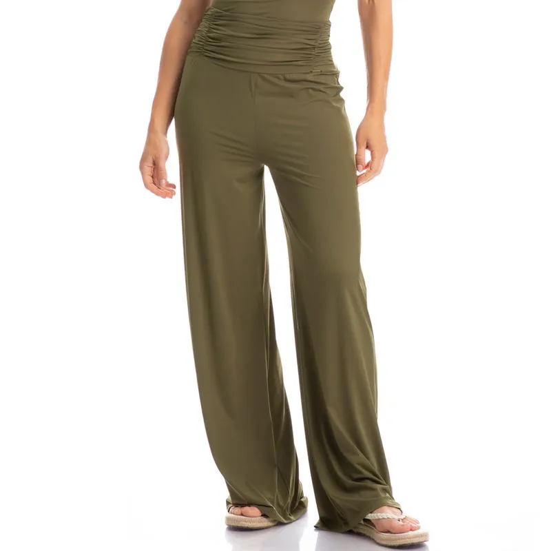 Calça Feminina Com Cós Frontal Franzido Málaga Verde/PP