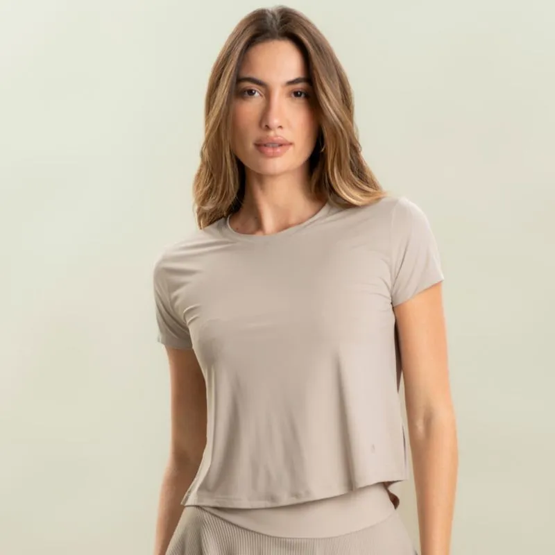 Camiseta Feminina Crop Premier Vivame Bege/G