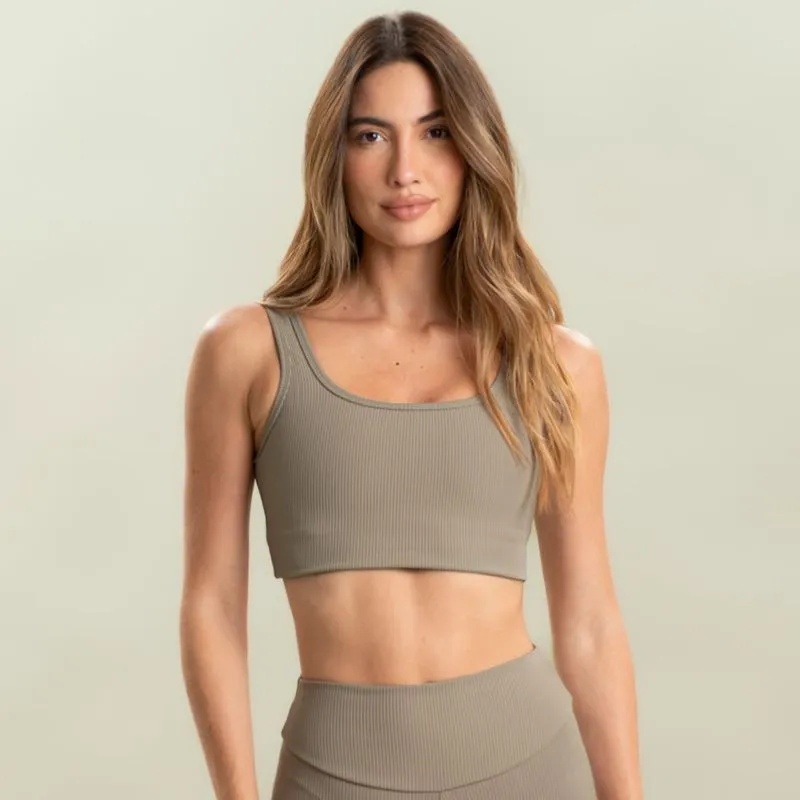 Top Square Paralelo Power Rib Vivame Bege/M