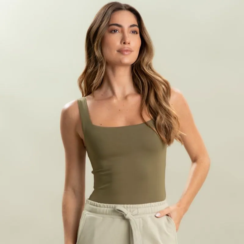 Regata Feminina Squareneck Contour Vivame Verde/G
