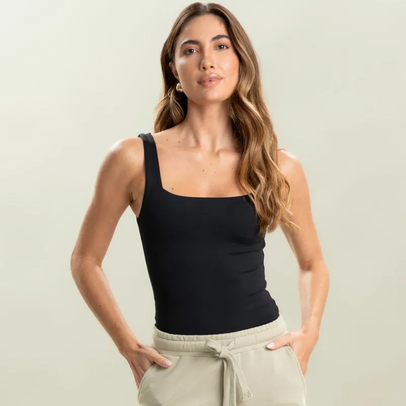 Regata Feminina Squareneck Contour Vivame Preto/M
