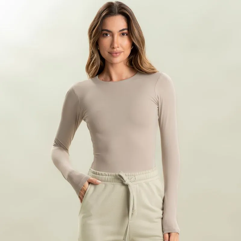 Blusa Feminina Manga Longa Contour Vivame Bege/GG