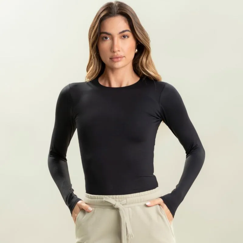 Blusa Feminina Manga Longa Contour Vivame Preto/GG