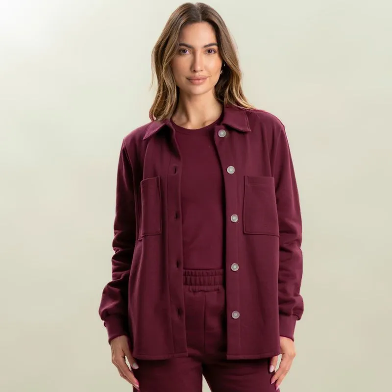 Camisa Feminina Em Moletom Emmy Taupe Vivame Vinho/G