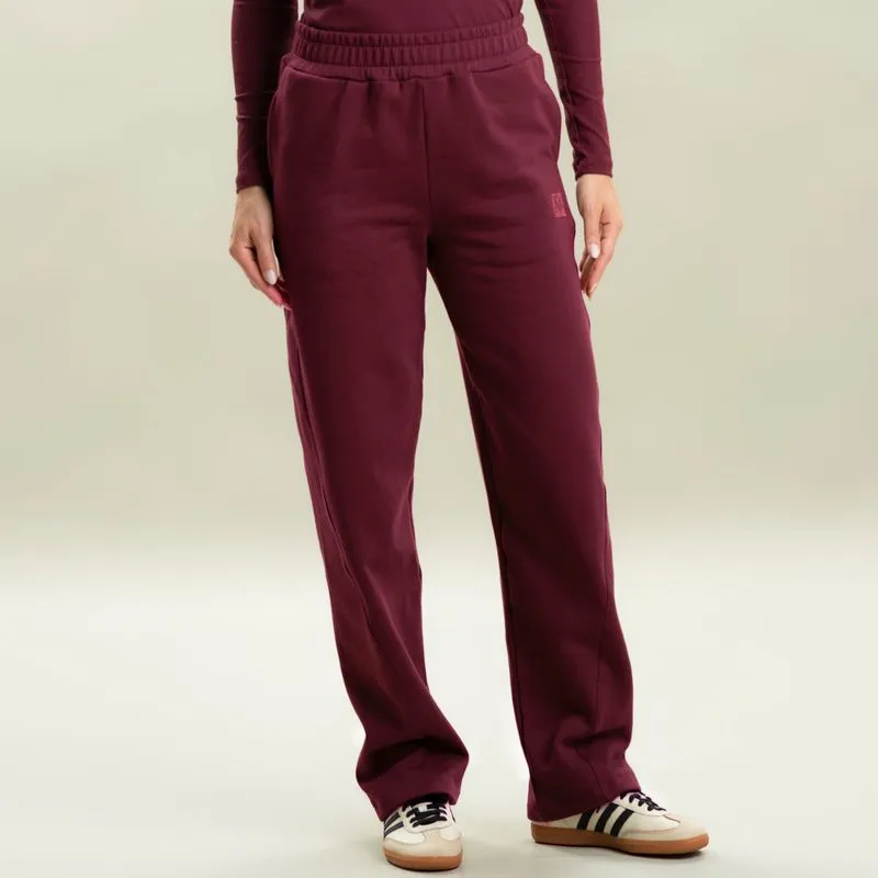 Calça Feminina Em Moletom Barrel Taupe Vivame Vinho/P