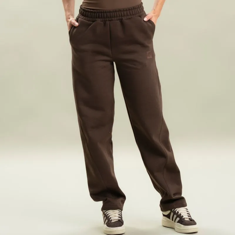 Calça Feminina Em Moletom Barrel Taupe Vivame Marrom/M