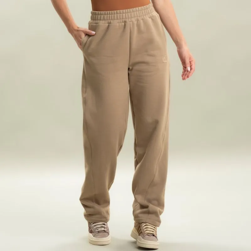 Calça Feminina Em Moletom Barrel Taupe Vivame Bege/M