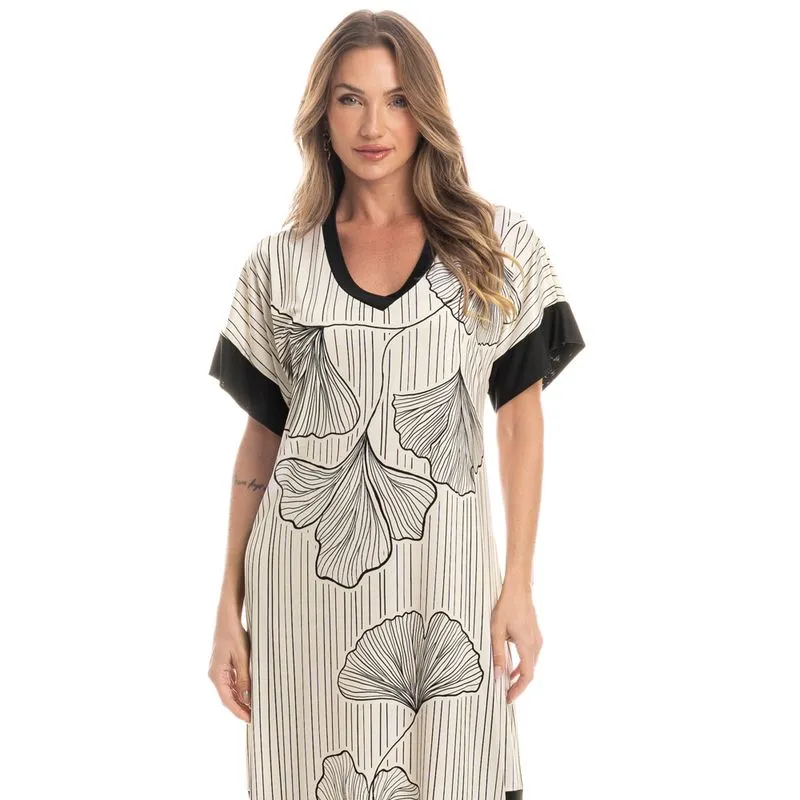 Kaftan Midi Ginkgo Preto/G