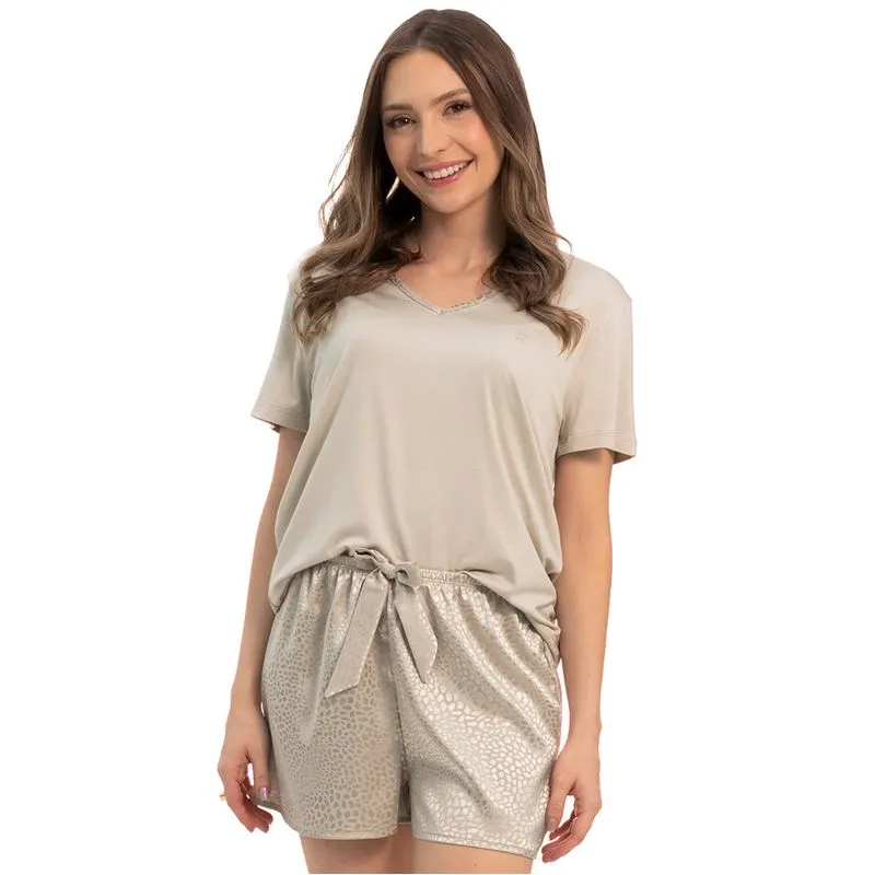 Pijama Orvalho Curto Bege/G
