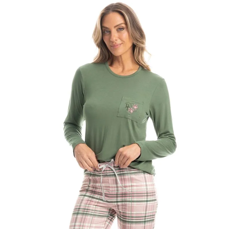 Pijama Feminino Longo Laura Verde/M