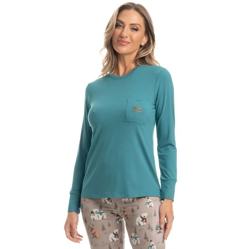 Pijama Feminino Legging Teddy Bege/P