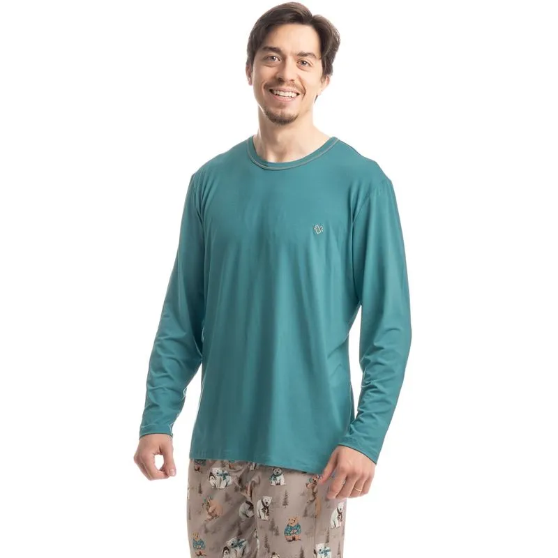 Pijama Masculino Longo Teddy Bege/P